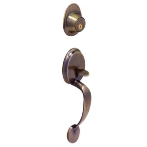 LSDA ENTRY HANDLESET KWIKSET EARLY AMERICAN ANTIQUE BRASS 009843 - 40EA5K