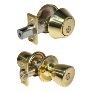 LSDA GRADE 3 SINGLE CYLINDER COMBINATION KWIKSET WITH TULIP KNOB BRIGHT BRASS 029558 - 03G3K KA20