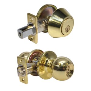 LSDA GRADE 3 SINGLE CYLINDER COMBINATION WITH BALL KNOB KWIKSET BRIGHT BRASS 029628 - 03B3K KA20