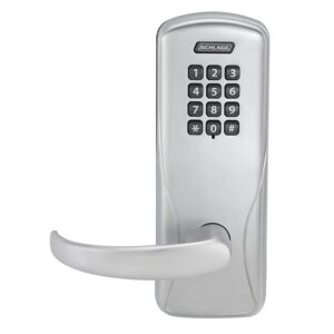 SCHLAGE KEYPAD CYLINDRICAL LOCK PRIVACY LESS CYLINDER MANUALLY PROGRAMMED SATIN CHROME - CO100CY40KP SPA626LD